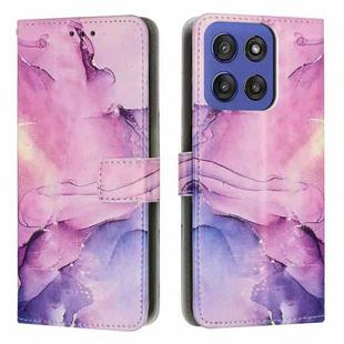 For Motorola Edge 60 Fusion Painted Marble Pattern Leather Phone Case(Purple)