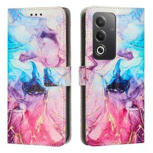 For OPPO A3 Pro 5G India Painted Marble Pattern Leather Phone Case(Pink Purple)