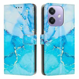 For OPPO A3X Painted Marble Pattern Leather Phone Case(Blue Green)