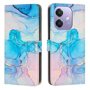 For OPPO A3X Painted Marble Pattern Leather Phone Case(Pink Green)