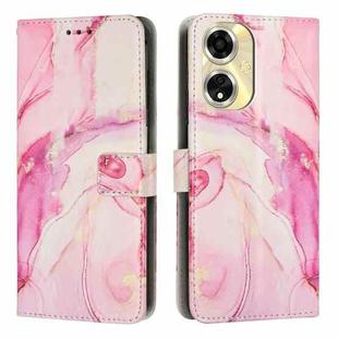 For OPPO A59 5G Global Painted Marble Pattern Leather Phone Case(Rose Gold)