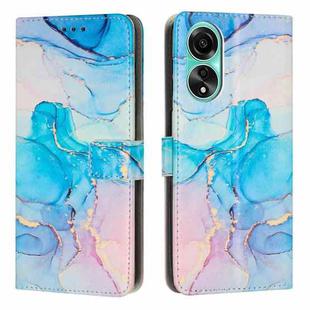 For OPPO A78 4G Painted Marble Pattern Leather Phone Case(Pink Green)