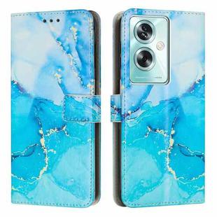 For OPPO A79 5G Global Painted Marble Pattern Leather Phone Case(Blue Green)