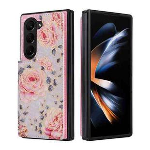 For Samsung Galaxy Z Fold5 Printed Double Buckle RFID Anti-theft Phone Case(Pastoral Rose)