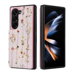 For Samsung Galaxy Z Fold5 Printed Double Buckle RFID Anti-theft Phone Case(Dried Flower World)