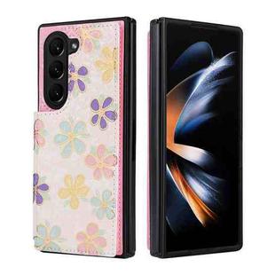 For Samsung Galaxy Z Fold5 Printed Double Buckle RFID Anti-theft Phone Case(Blossoming Flowers)