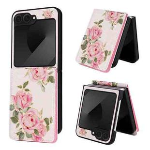 For Samsung Galaxy Z Flip6 Printed Double Buckle RFID Anti-theft Phone Case(Rose)