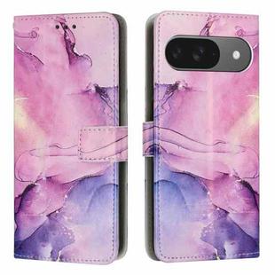 For Google Pixel 9 Painted Marble Pattern Leather Phone Case(Purple)