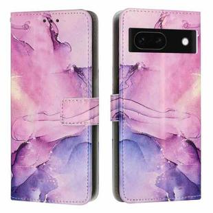 For Google Pixel 8A Painted Marble Pattern Leather Phone Case(Purple)