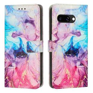 For Google Pixel 9A Painted Marble Pattern Leather Phone Case(Pink Purple)