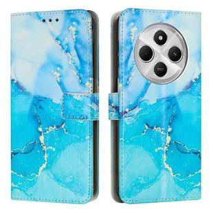 For Xiaomi Poco C75 Painted Marble Pattern Leather Phone Case(Blue Green)