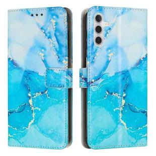 For Samsung Galaxy A35 5G Painted Marble Pattern Leather Phone Case(Blue Green)