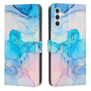 For Samsung Galaxy A35 5G Painted Marble Pattern Leather Phone Case(Pink Green)