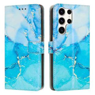 For Samsung Galaxy S24 Ultra 5G Painted Marble Pattern Leather Phone Case(Blue Green)