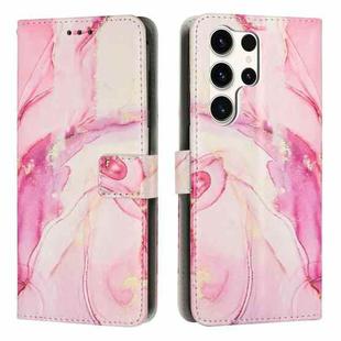 For Samsung Galaxy S24 Ultra 5G Painted Marble Pattern Leather Phone Case(Rose Gold)