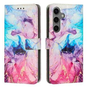 For Samsung Galaxy S24+ 5G Painted Marble Pattern Leather Phone Case(Pink Purple)