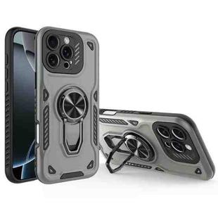 For iPhone 16 Pro Metal Rotating Bracket TPU + PC Magnetic Phone Case(Carbon Grey)