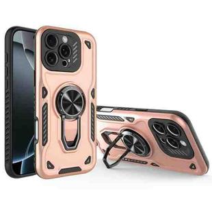 For iPhone 16 Pro Metal Rotating Bracket TPU + PC Magnetic Phone Case(Gold)