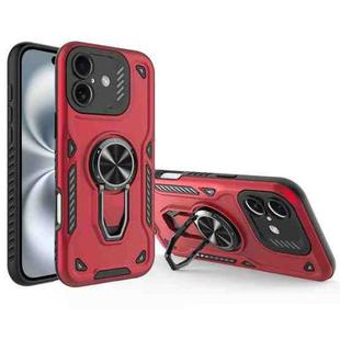 For iPhone 16 Plus Metal Rotating Bracket TPU + PC Magnetic Phone Case(Red)