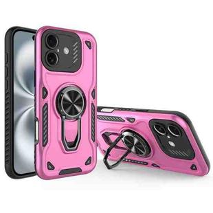 For iPhone 16 Plus Metal Rotating Bracket TPU + PC Magnetic Phone Case(Pink Purple)