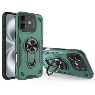 For iPhone 16 Metal Rotating Bracket TPU + PC Magnetic Phone Case(Green)