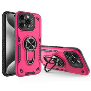 For iPhone 15 Pro Max Metal Rotating Bracket TPU + PC Magnetic Phone Case(Rose Red)