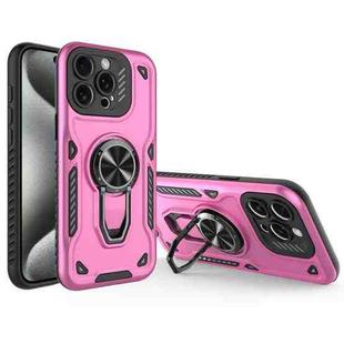 For iPhone 15 Pro Max Metal Rotating Bracket TPU + PC Magnetic Phone Case(Pink Purple)