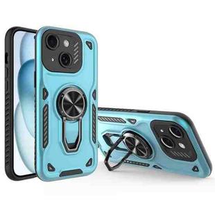 For iPhone 15 Plus Metal Rotating Bracket TPU + PC Magnetic Phone Case(Bright Blue)