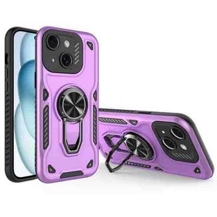 For iPhone 15 Plus Metal Rotating Bracket TPU + PC Magnetic Phone Case(Purple)