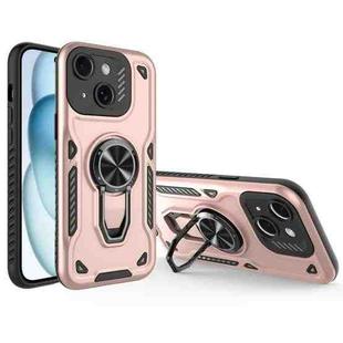 For iPhone 15 Metal Rotating Bracket TPU + PC Magnetic Phone Case(Rose Gold)