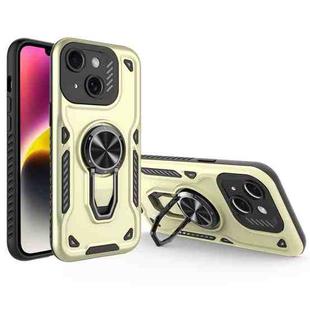 For iPhone 14 Plus Metal Rotating Bracket TPU + PC Magnetic Phone Case(Beige)