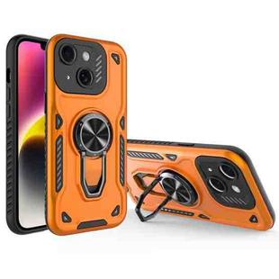 For iPhone 14 Metal Rotating Bracket TPU + PC Magnetic Phone Case(Orange)