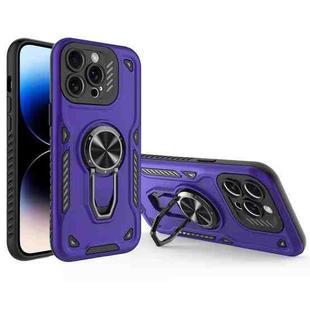 For iPhone 14 Pro Metal Rotating Bracket TPU + PC Magnetic Phone Case(Dark Purple)