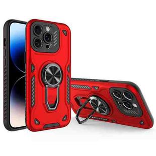 For iPhone 14 Pro Metal Rotating Bracket TPU + PC Magnetic Phone Case(Bright Red)