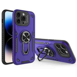 For iPhone 14 Pro Max Metal Rotating Bracket TPU + PC Magnetic Phone Case(Dark Purple)