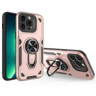 For iPhone 13 Pro Max Metal Rotating Bracket TPU + PC Magnetic Phone Case(Rose Gold)