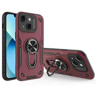 For iPhone 13 Metal Rotating Bracket TPU + PC Magnetic Phone Case(Dark Red)