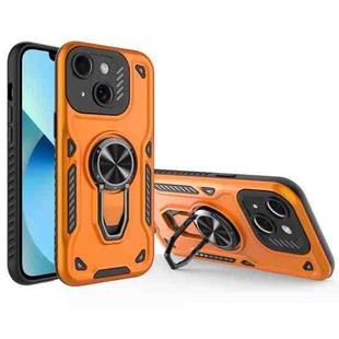 For iPhone 13 Metal Rotating Bracket TPU + PC Magnetic Phone Case(Orange)