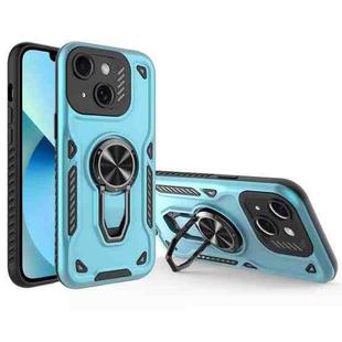 For iPhone 13 Metal Rotating Bracket TPU + PC Magnetic Phone Case(Bright Blue)