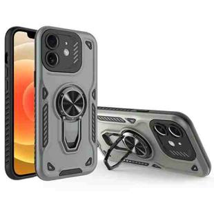 For iPhone 12 Metal Rotating Bracket TPU + PC Magnetic Phone Case(Carbon Grey)