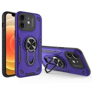 For iPhone 12 Metal Rotating Bracket TPU + PC Magnetic Phone Case(Dark Purple)