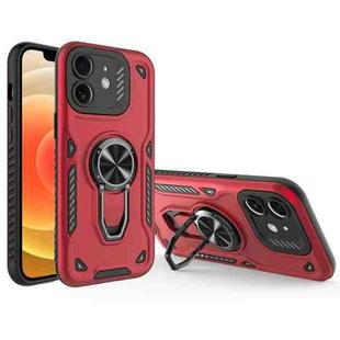 For iPhone 12 Metal Rotating Bracket TPU + PC Magnetic Phone Case(Red)