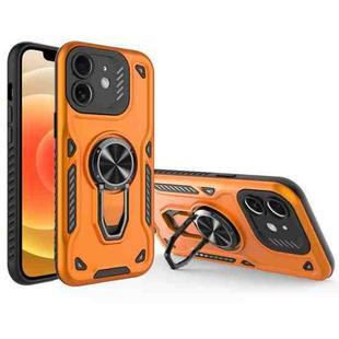 For iPhone 12 Metal Rotating Bracket TPU + PC Magnetic Phone Case(Orange)