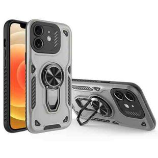 For iPhone 12 Metal Rotating Bracket TPU + PC Magnetic Phone Case(Gray)