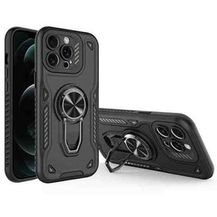 For iPhone 12 Pro Max Metal Rotating Bracket TPU + PC Magnetic Phone Case(Black)