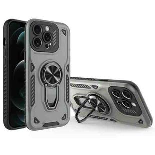 For iPhone 12 Pro Max Metal Rotating Bracket TPU + PC Magnetic Phone Case(Carbon Grey)