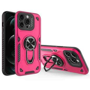 For iPhone 12 Pro Max Metal Rotating Bracket TPU + PC Magnetic Phone Case(Rose Red)