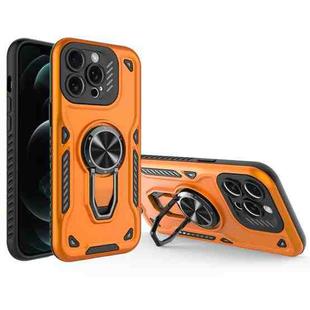 For iPhone 12 Pro Max Metal Rotating Bracket TPU + PC Magnetic Phone Case(Orange)