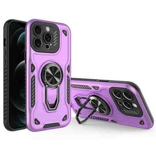 For iPhone 12 Pro Max Metal Rotating Bracket TPU + PC Magnetic Phone Case(Purple)