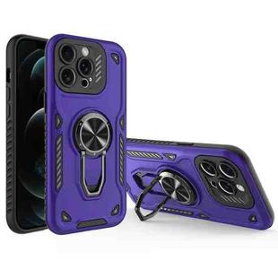 For iPhone 12 Pro Metal Rotating Bracket TPU + PC Magnetic Phone Case(Dark Purple)